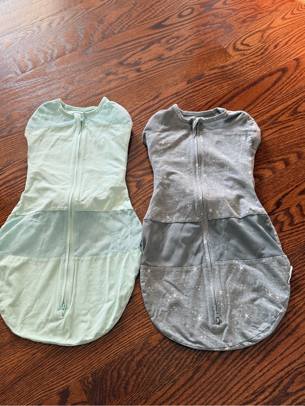 Happiest baby One-Piece Zip Sleep Sack - Mint and Gray size medium